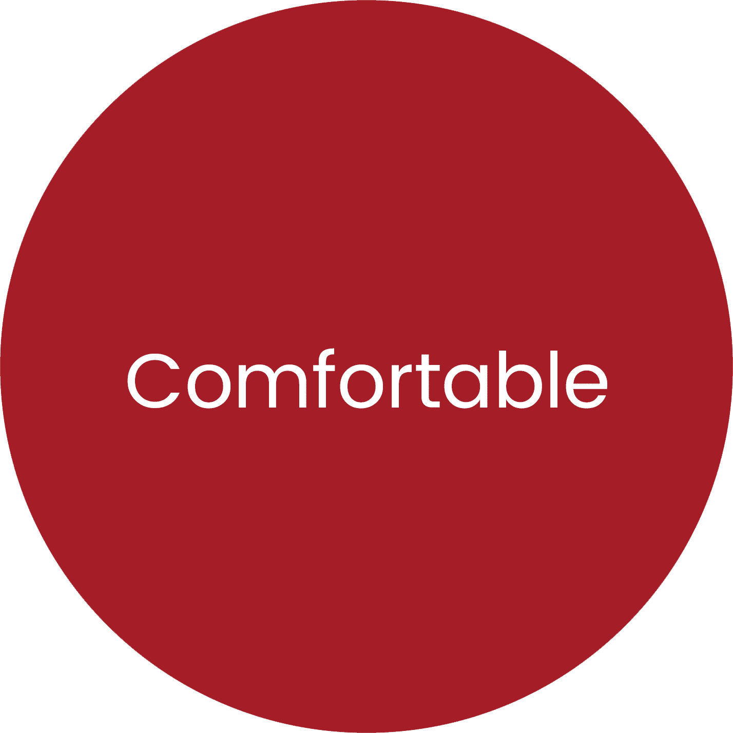 Comfortable written in red circle