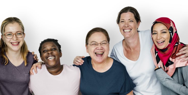 Group of women feminism togetherness smiling teamwork