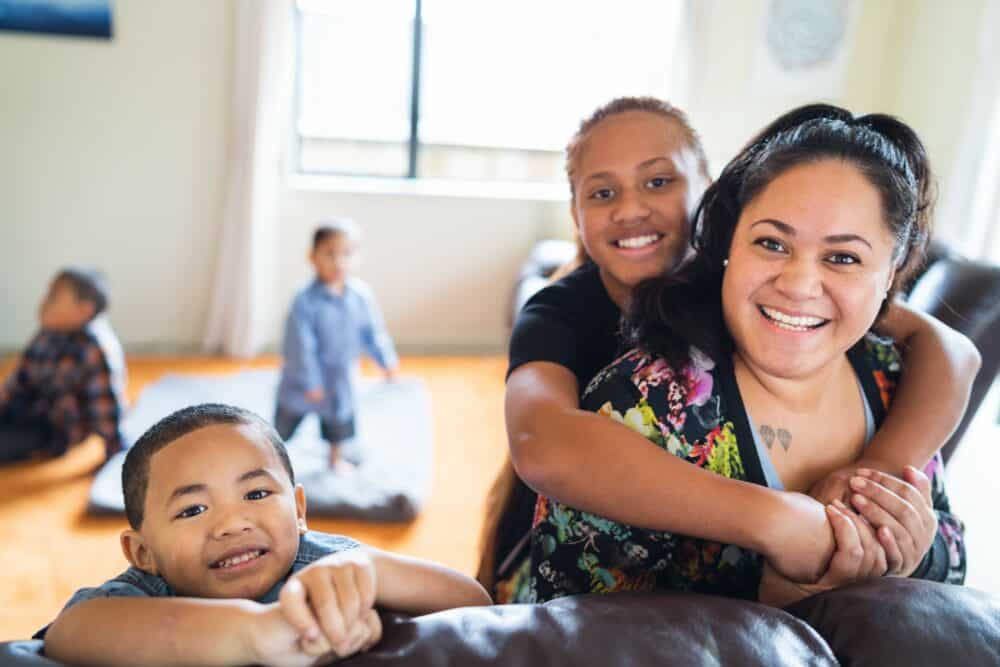 Mother and family smiling